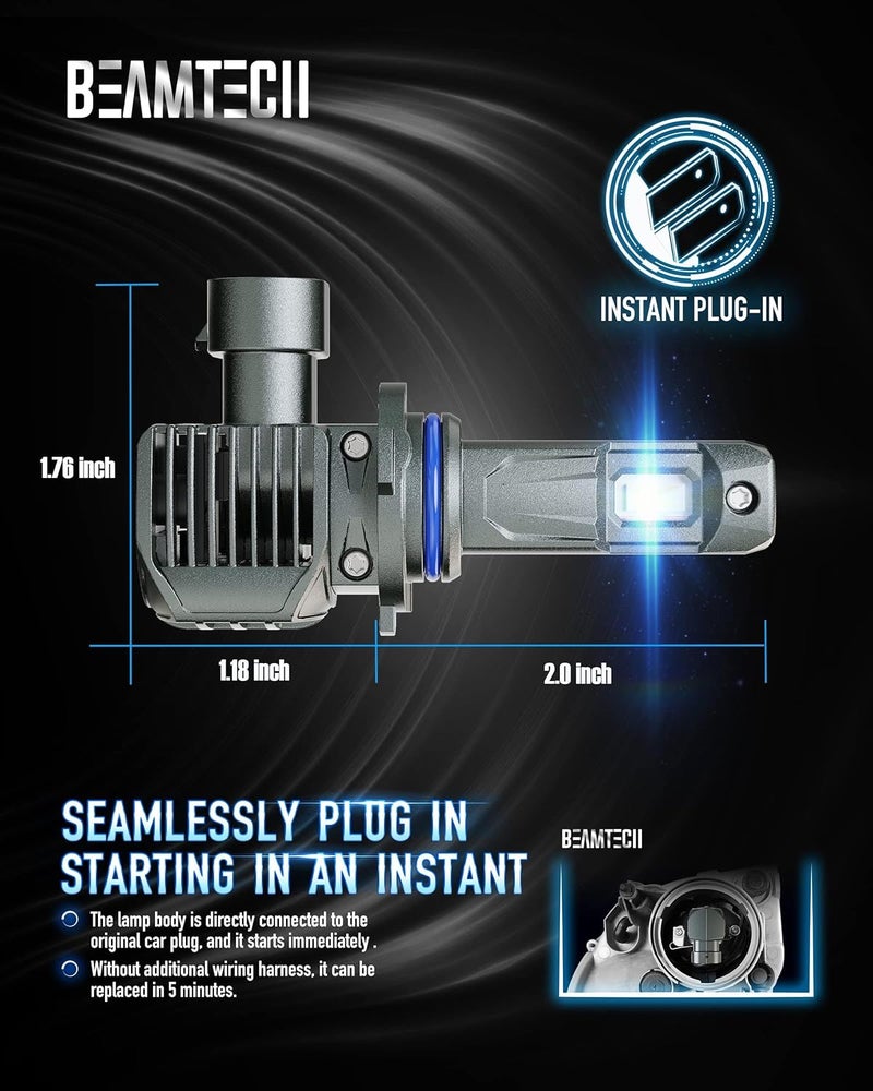 BEAMTECH 9012 Bulbs, 500% Brightness 6500K White, Off-Road Used Fog Light, Pack of 2 - Image 3